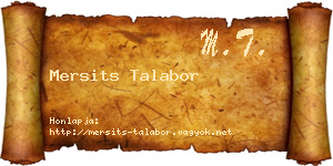 Mersits Talabor névjegykártya